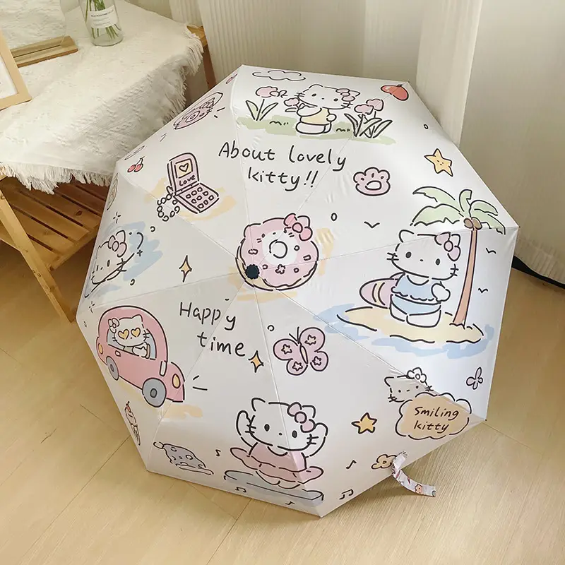 Hello Kitty Automatic Folding Sun & Rain Umbrella for Women - Image 7