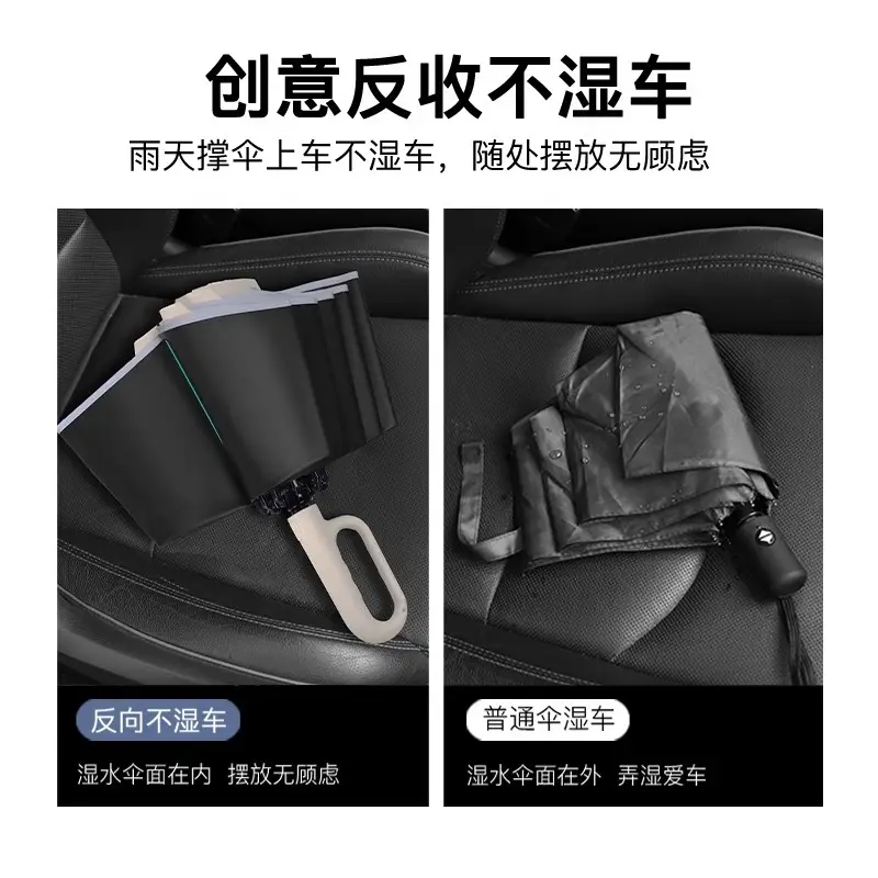 Black 100-Bone Anti-Wind Umbrella for Sun & Rain - Image 3