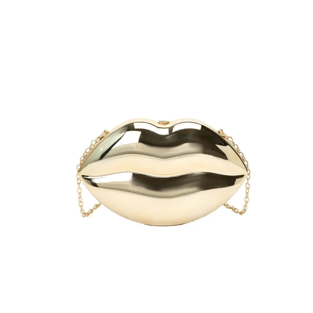 Lip-Shaped Gradient Pink Blue Acrylic Bag with Gold Chain - Image 8