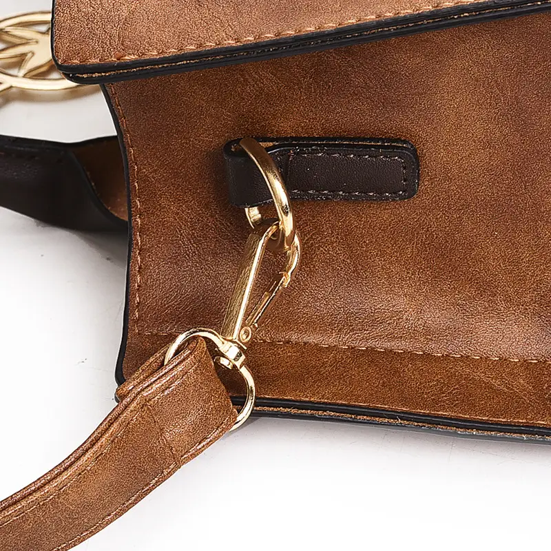 Multi-Piece Faux Leather Handbag Set Brown Star Charm - Image 5