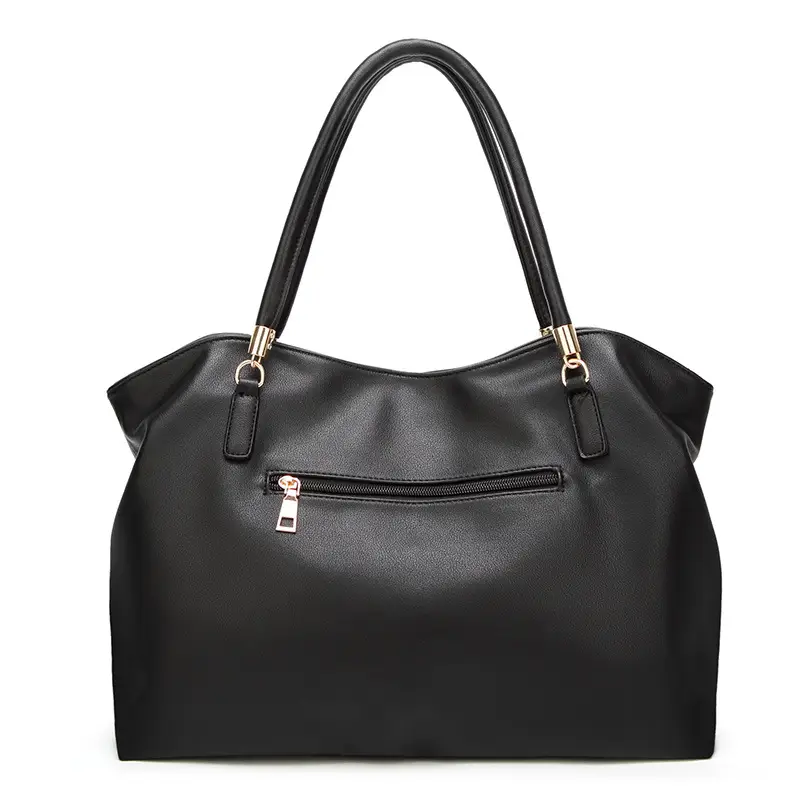 Black Shoulder Bag with Gold Hardware & Cat Charm - Image 3