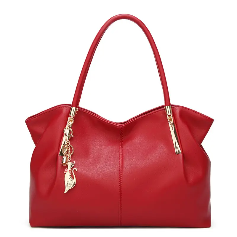 Black Shoulder Bag with Gold Hardware & Cat Charm - Image 6