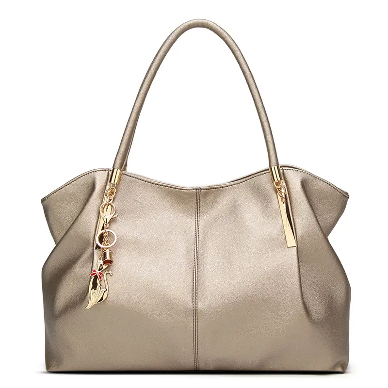 Black Shoulder Bag with Gold Hardware & Cat Charm - Image 7