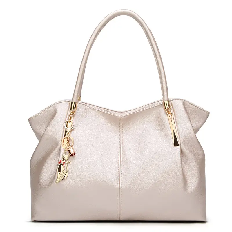 Black Shoulder Bag with Gold Hardware & Cat Charm - Image 8
