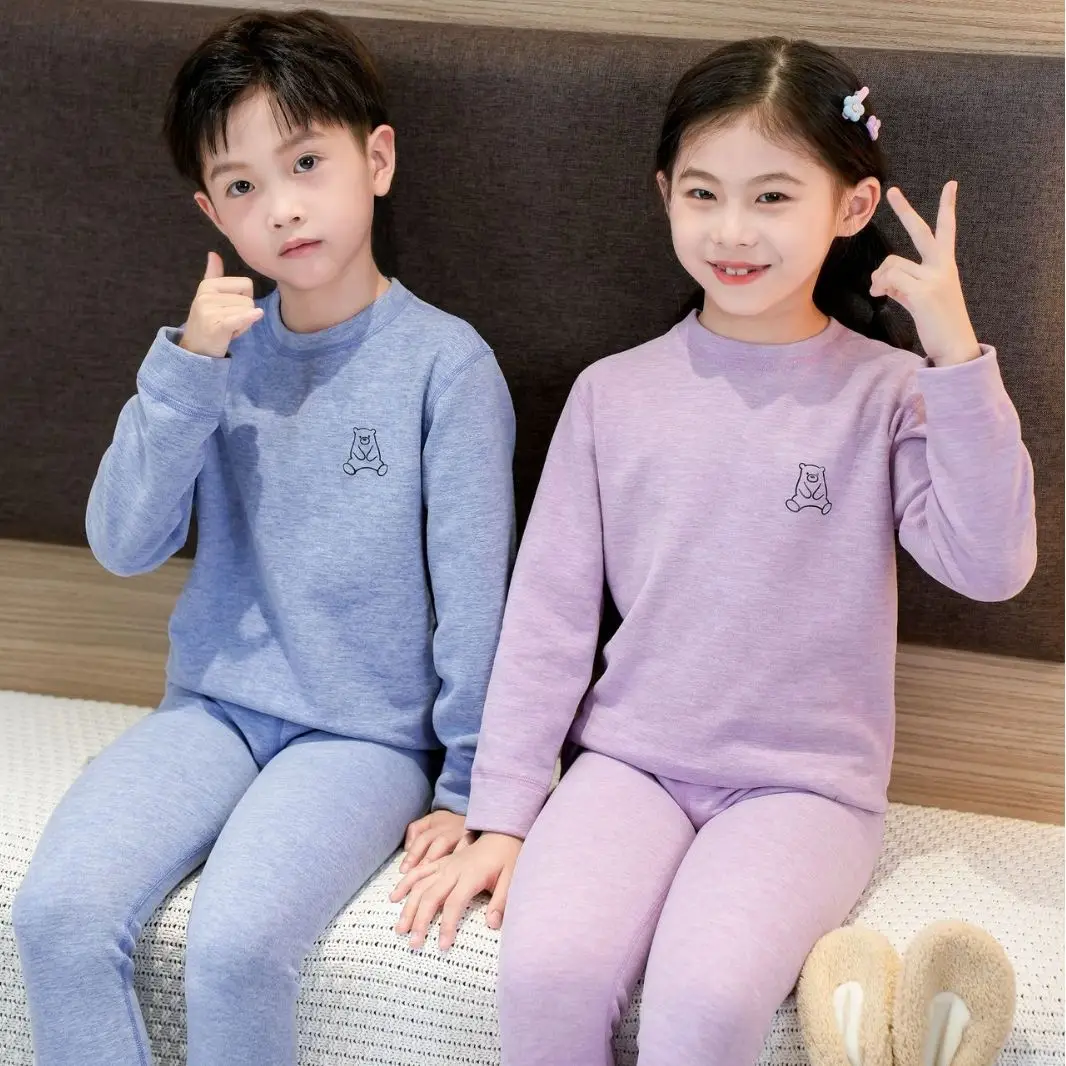 Kids Thermal Underwear Set with Cute Headbands - Image 4