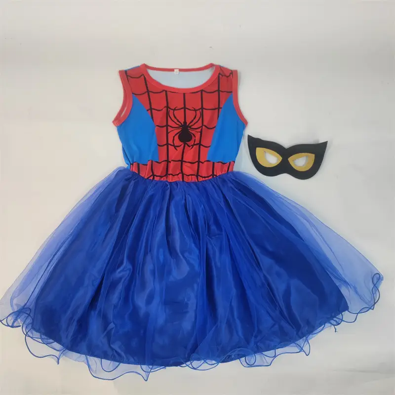 Spider-Man Blue Tulle Dress with Mask for Kids - Image 2