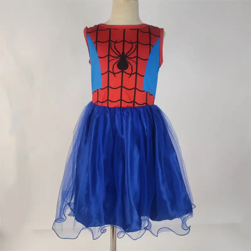 Spider-Man Blue Tulle Dress with Mask for Kids - Image 4