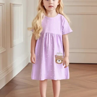 Girls Purple Animal Print Dress for Hot Summer Pakistan
