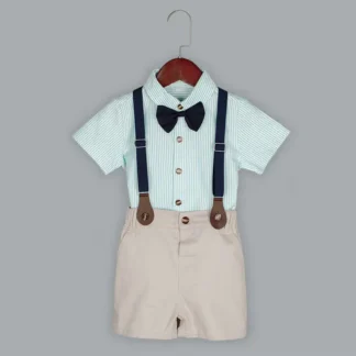 Kids Summer Shirt & Pants Set Striped White Beige 2-4Yr