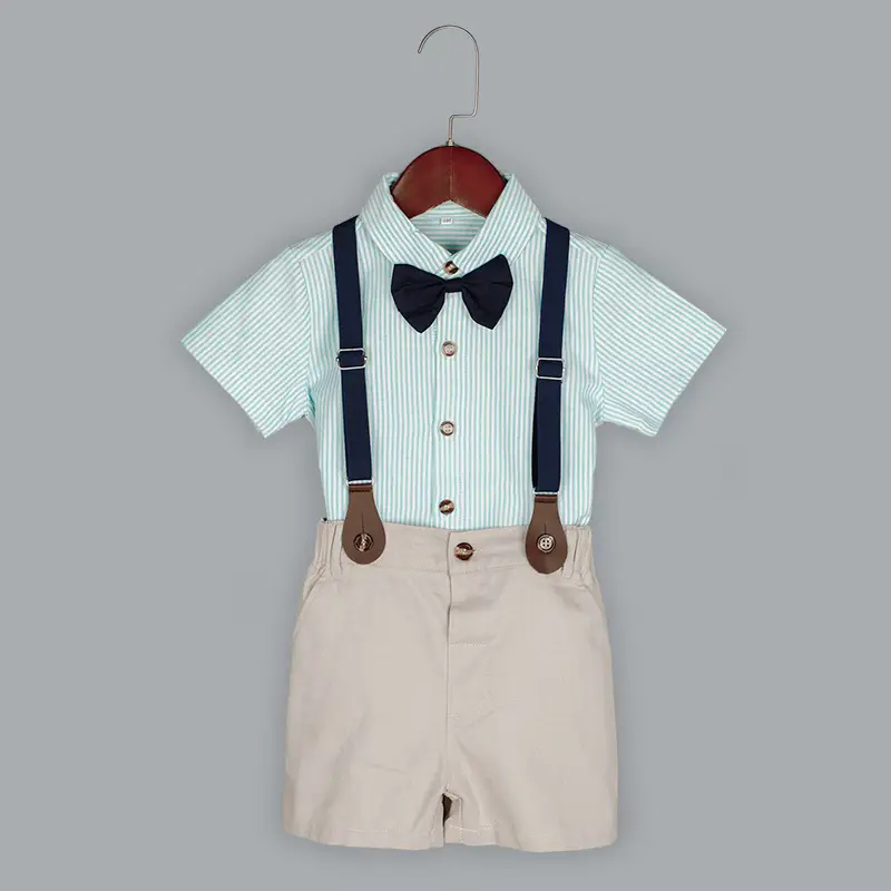 Kids Summer Shirt & Pants Set Striped White Beige 2-4Yr