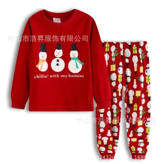 Red Snowman Pullover Suit for Kids 2-7 Years