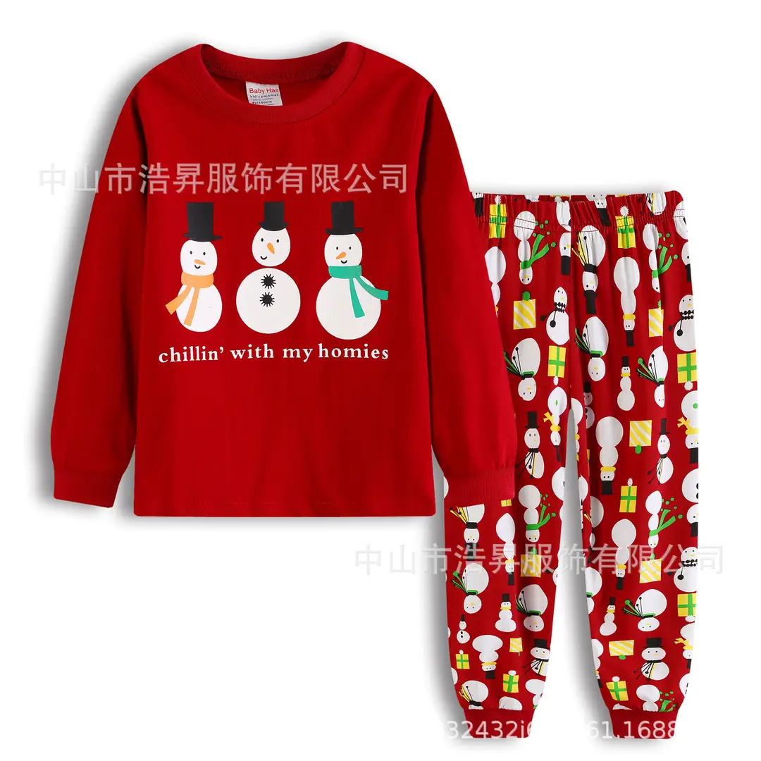 Red Snowman Pullover Suit for Kids 2-7 Years