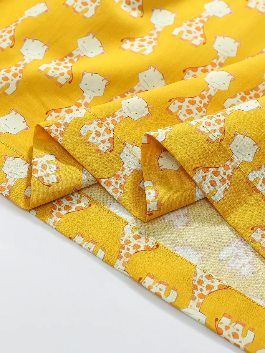 Yellow Giraffe Print Cotton Dress for Girls Summer - Image 4