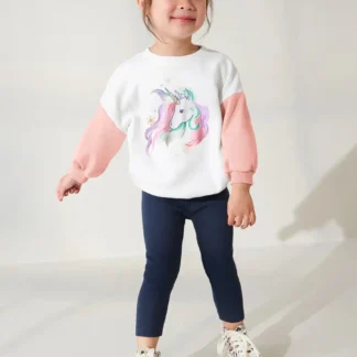 Kids Unicorn Print Swoosh Suit Pink White