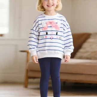 Kids Striped Sweatshirt & Leggings Set Unicorn Pink Floral