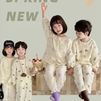 Kids Cotton Pajamas Spring New Cartoon Print