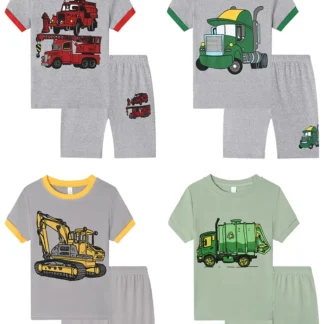 Kids Engineering Vehicle Pajamas Set Multi Color