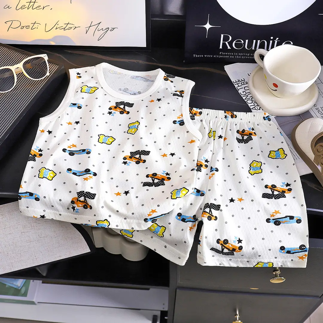 Kids Vests Suits Cotton Cartoon Print 2-10Yrs - Image 2