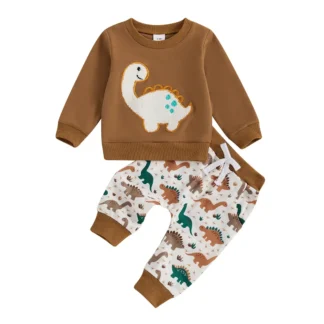 Dinosaur Duet Set for Kids 0-6 Months Warm Cotton