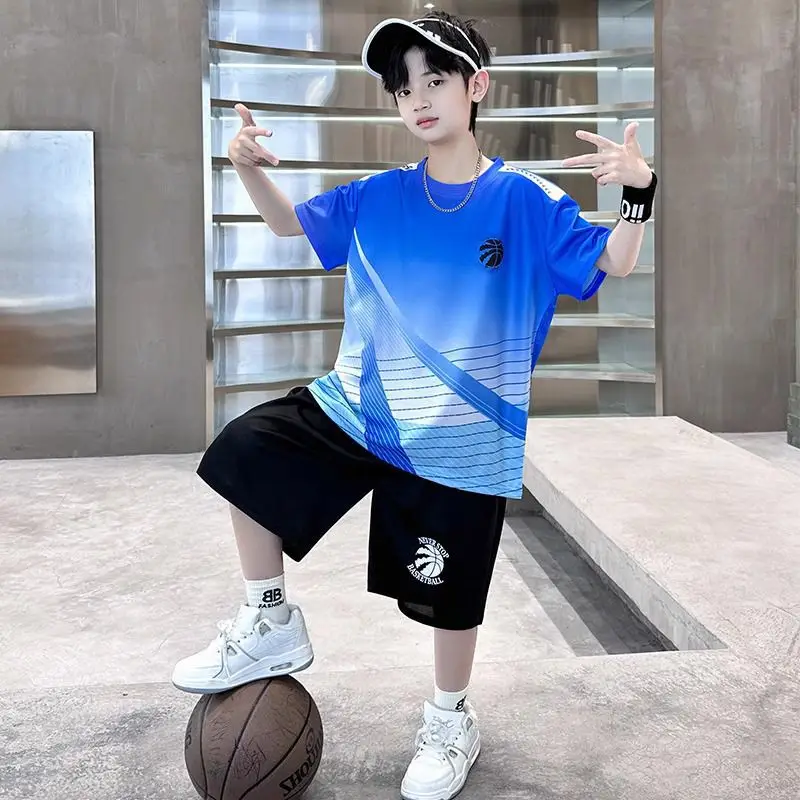 Kids Gradient Blue Sportswear Set for Boys - Image 3