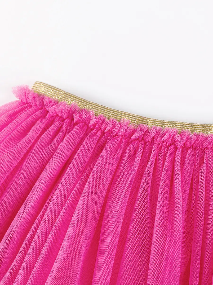 Pink Ballet Print Tulle Skirt Set for Girls - Image 4