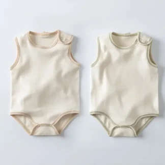 Sleeveless Cotton Baby Jumpsuits Beige Summer