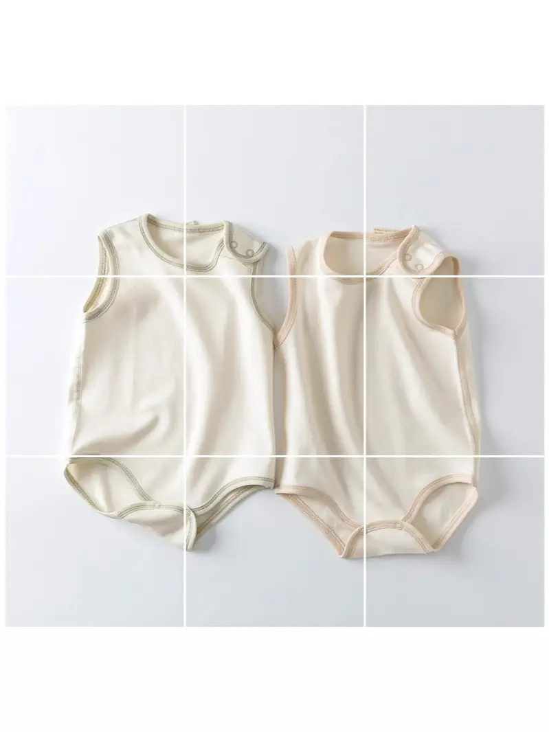 Sleeveless Cotton Baby Jumpsuits Beige Summer - Image 2