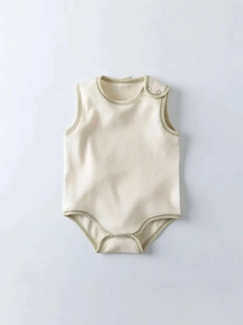 Sleeveless Cotton Baby Jumpsuits Beige Summer - Image 5
