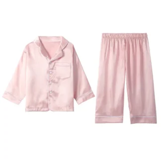 Light Pink Imitation Silk Pajama Set for Kids