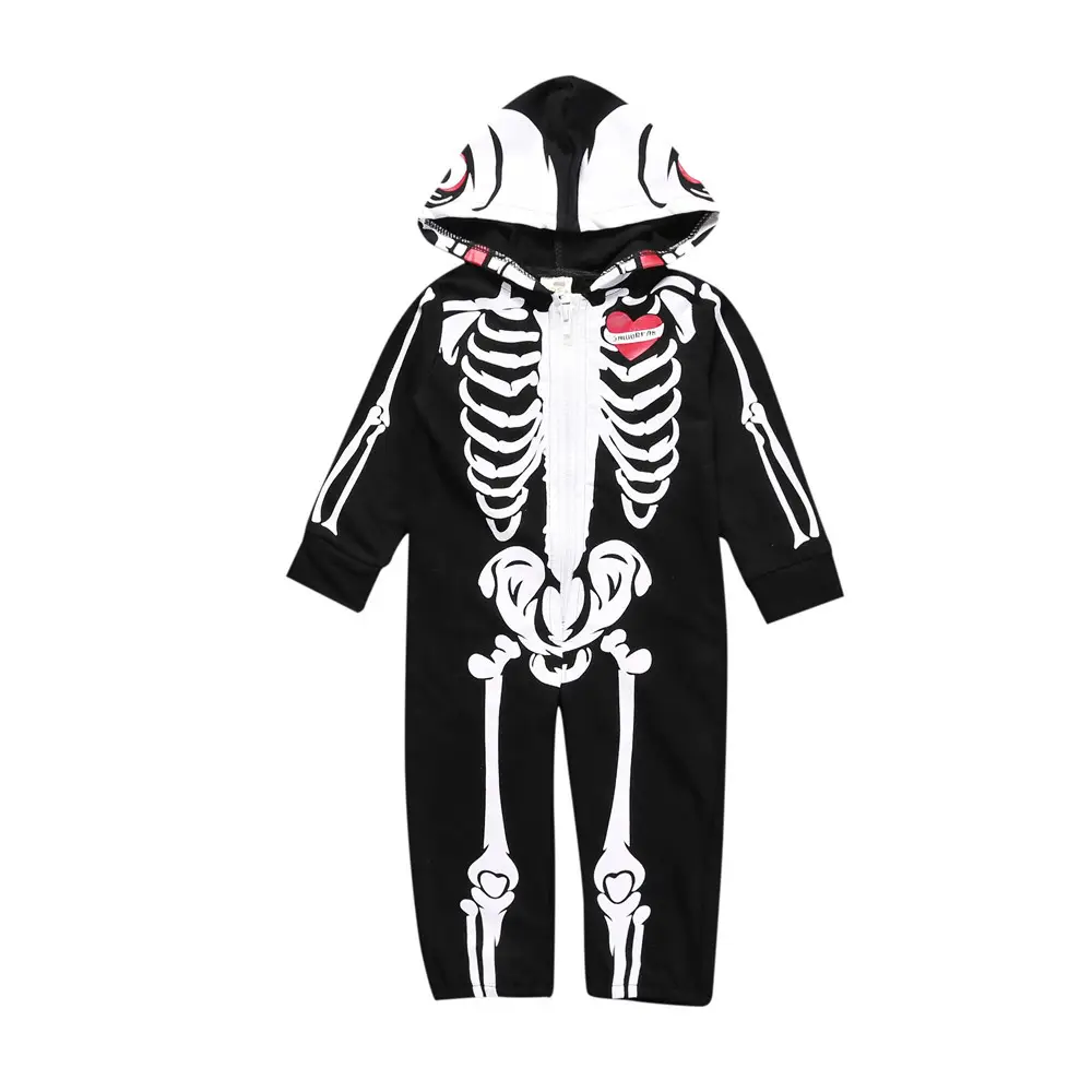 Kids Hooded Skeleton Suit Halloween Party Wear - Image 5