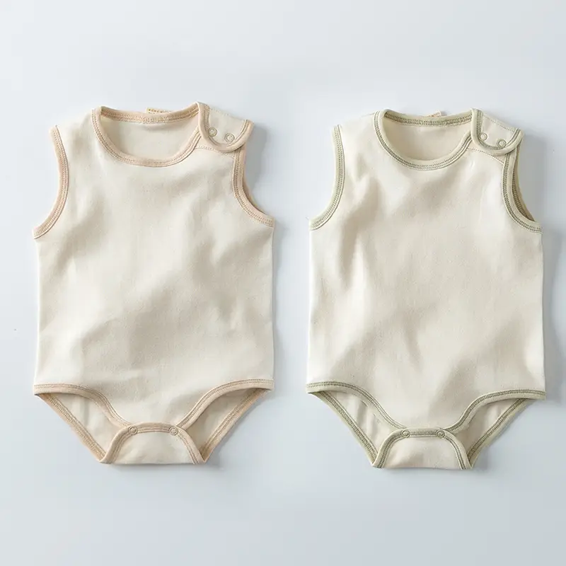 Sleeveless Cotton Baby Suit Cream White