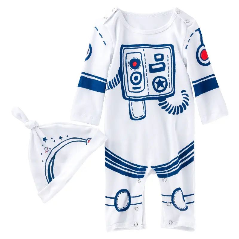 Astronaut Baby Jumpsuit White Blue Set with Hat - Image 5