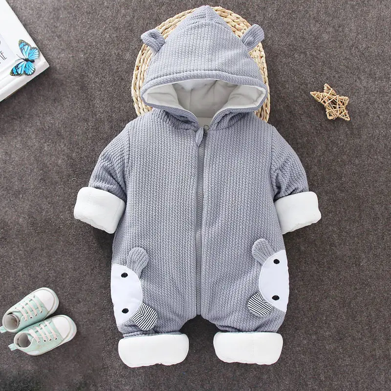 Newborn Rabbit Hooded Pink Winter Jumpsuit for Baby - Image 2