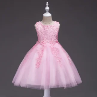 Pink Lace Tulle Dress for Girls 3-6 Years