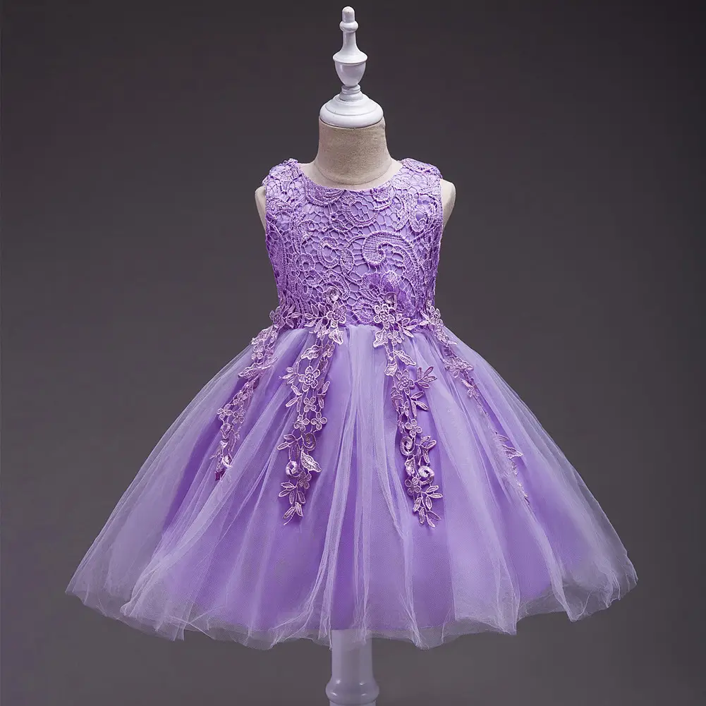 Red Lace Tulle Skirt Dress for Girls Wedding Party - Image 2