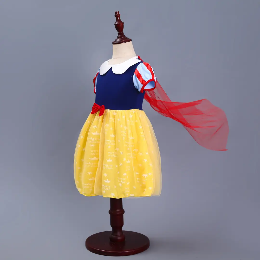 Snow White Princess Dress for Girls Yellow Tulle Summer Wear - Image 5