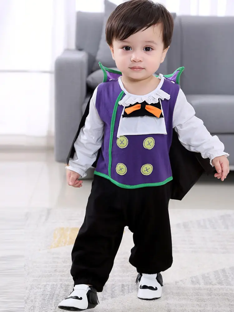 Pakistani Kids Vampire Vest Outfit Purple Black - Image 2