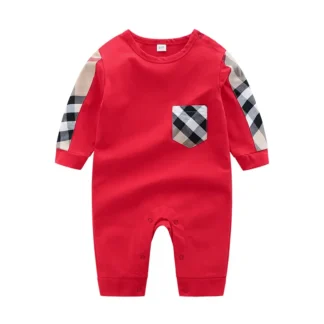 Newborn Red Checkered Jumpsuit for Baby