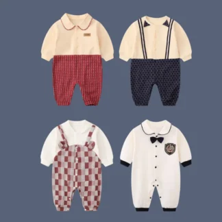 Baby Jumpsuits Cotton Set 4 Designs Bow Tie Pants