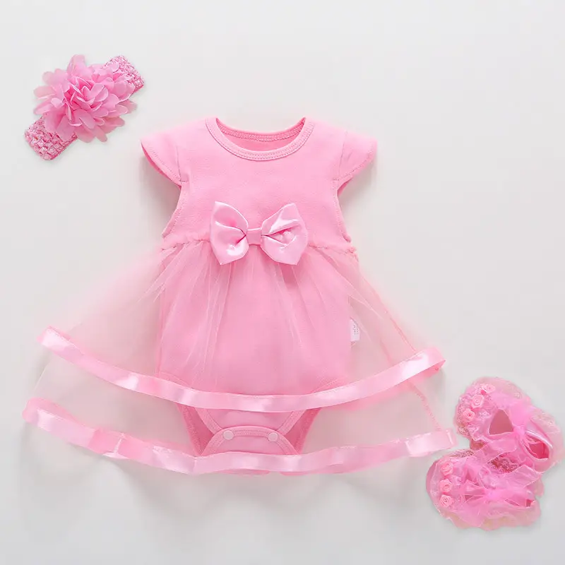 Red Tulle Princess Dress for Baby with Bow & Shoes - Image 2