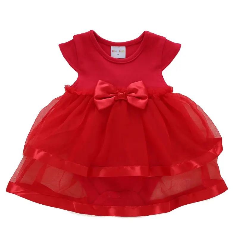 Red Tulle Princess Dress for Baby with Bow & Shoes - Image 5