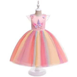 Unicorn Tulle Dress for Kids Rainbow Washable