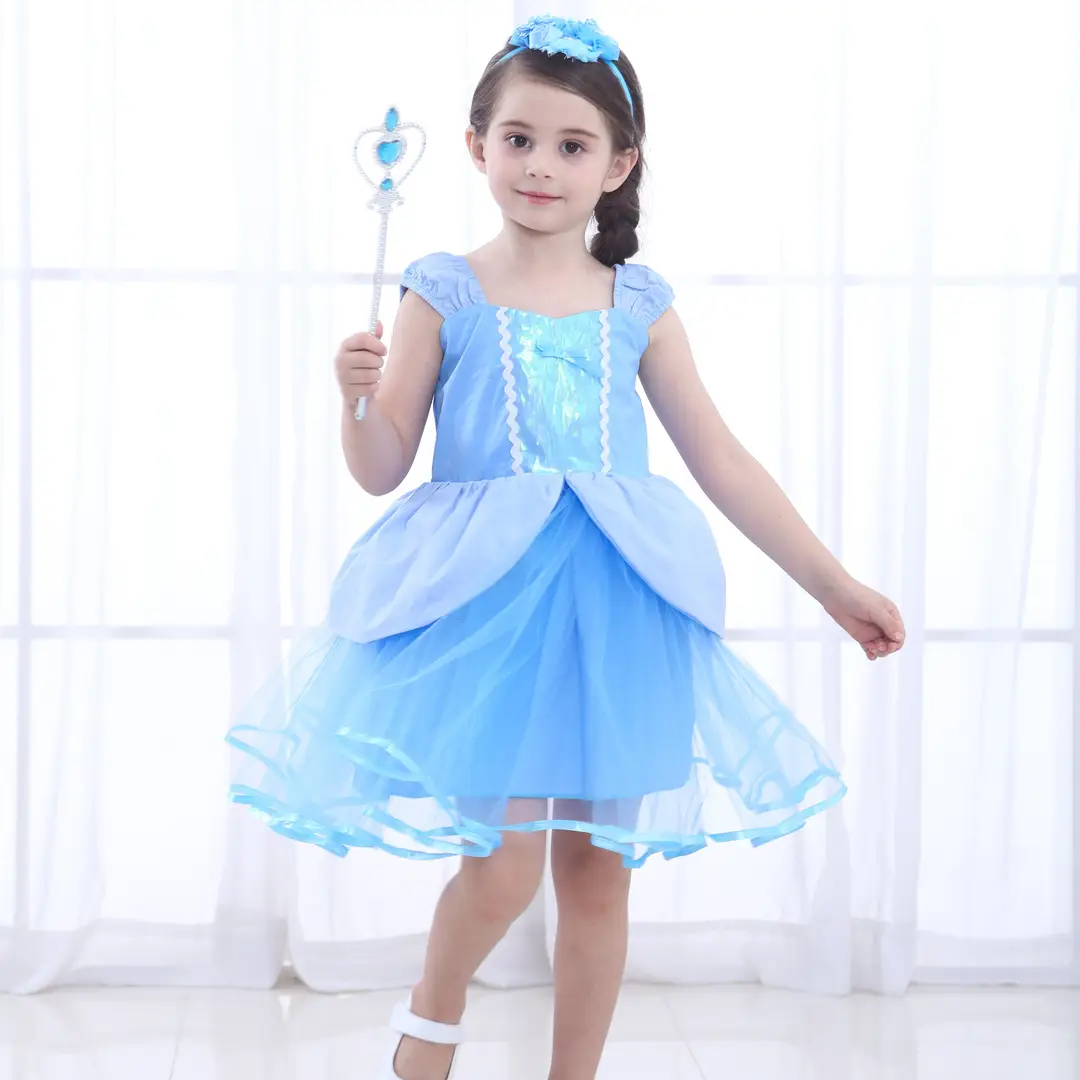 Cinderella Princess Blue Tulle Dress for Girls - Image 2