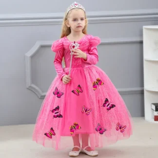 Pink Butterfly Princess Dress for Girls Medium to Large