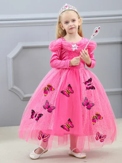 Pink Butterfly Princess Dress for