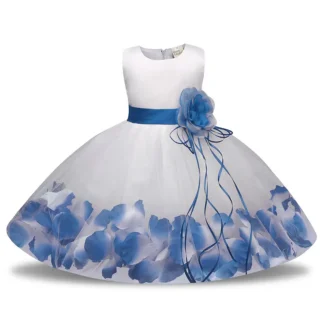 Princess Dress Blue White Petal Hem Tulle Skirt