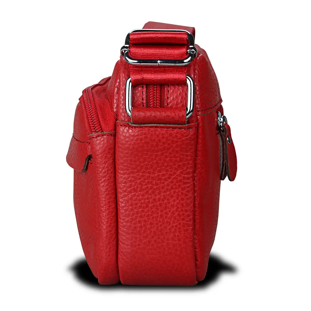 Red Leather Messenger Bag for Women Daily Use - Image 2