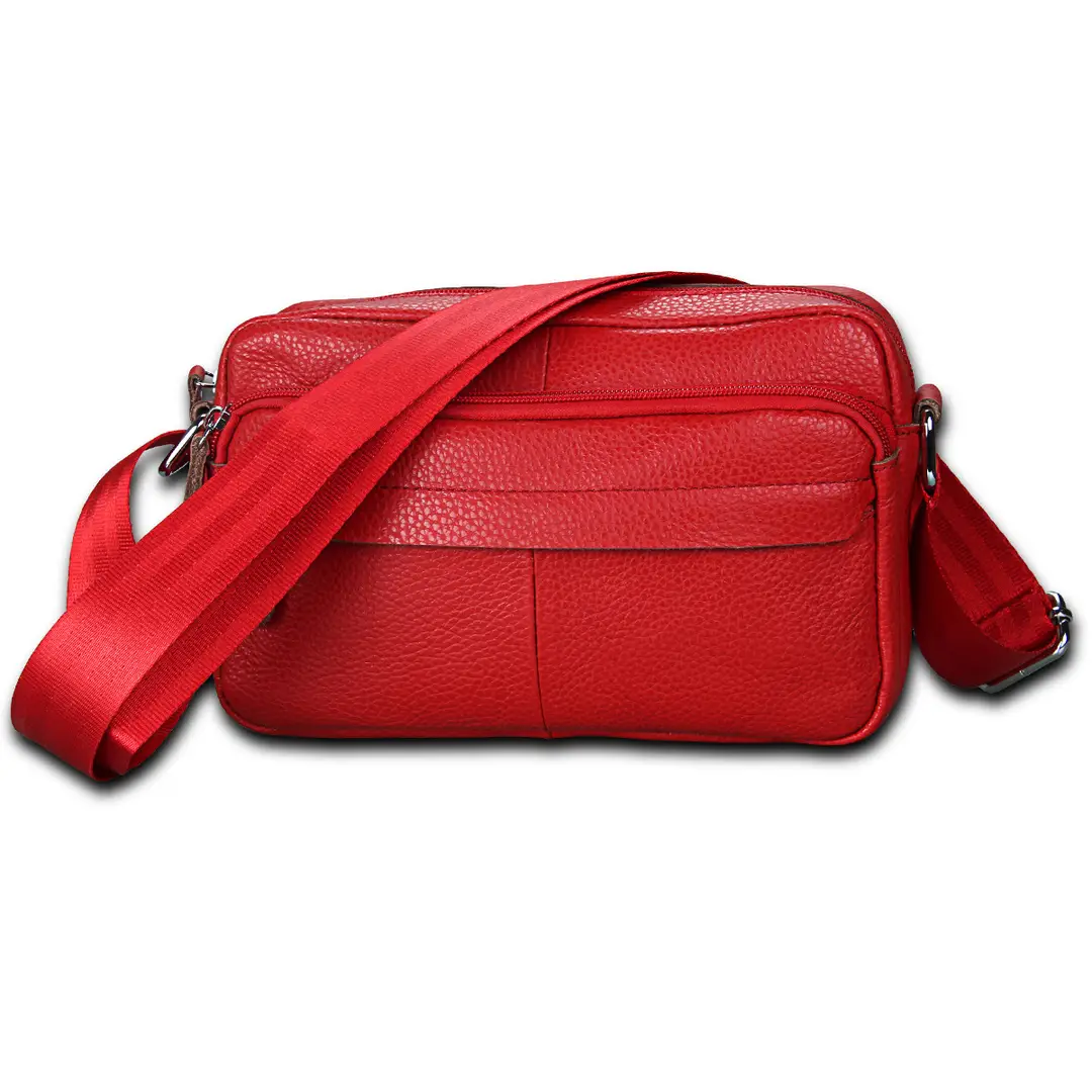 Red Leather Messenger Bag for Women Daily Use - Image 3