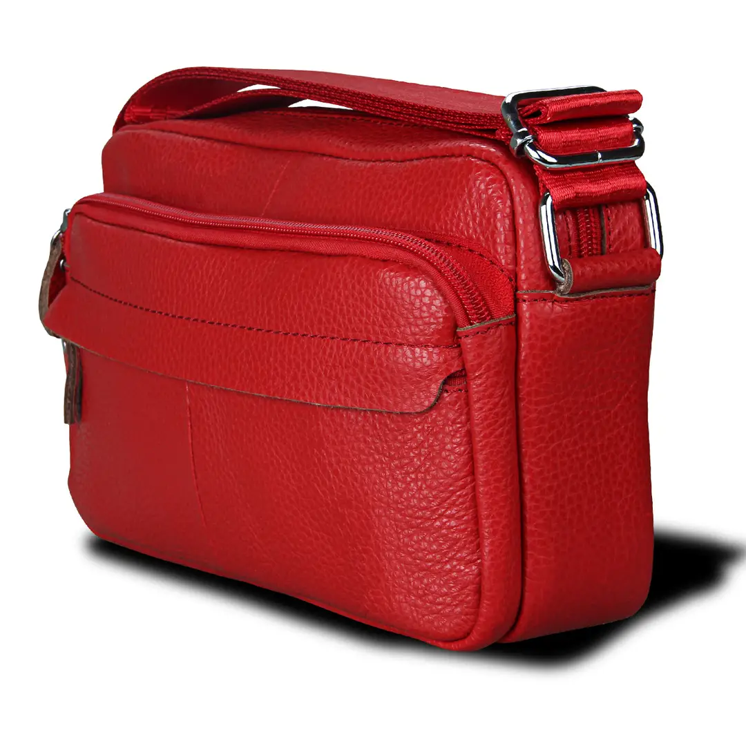 Red Leather Messenger Bag for Women Daily Use - Image 4