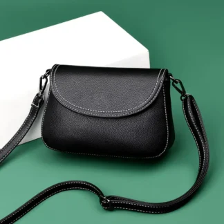 Black Women's Crossbody Bag 2025 Trendy Soft Leather Look